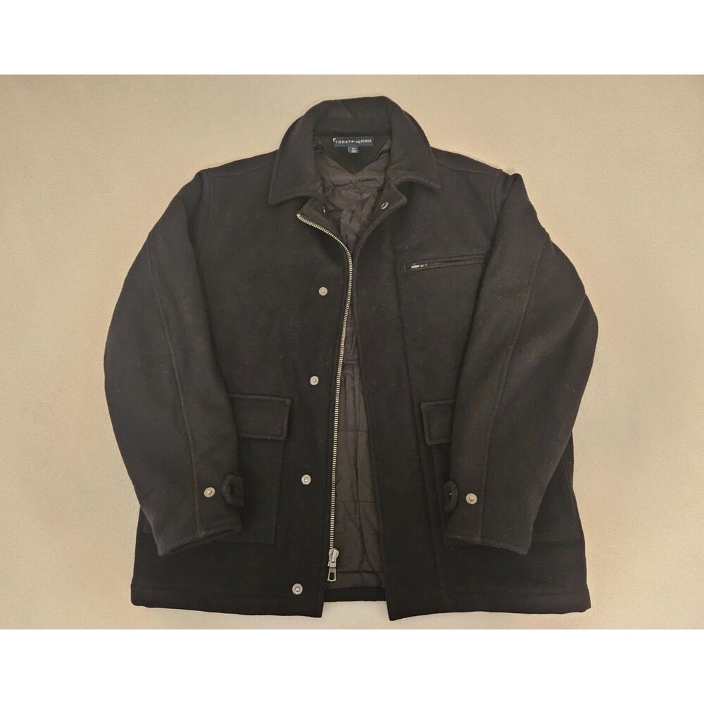Tommy Hilfiger 83% Wool-Blend Black Coat Women's SP Oversized Zip Jacket